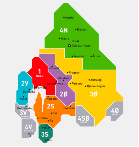 Linkende bilde over kart av kollektivsonene i Oslo-området.