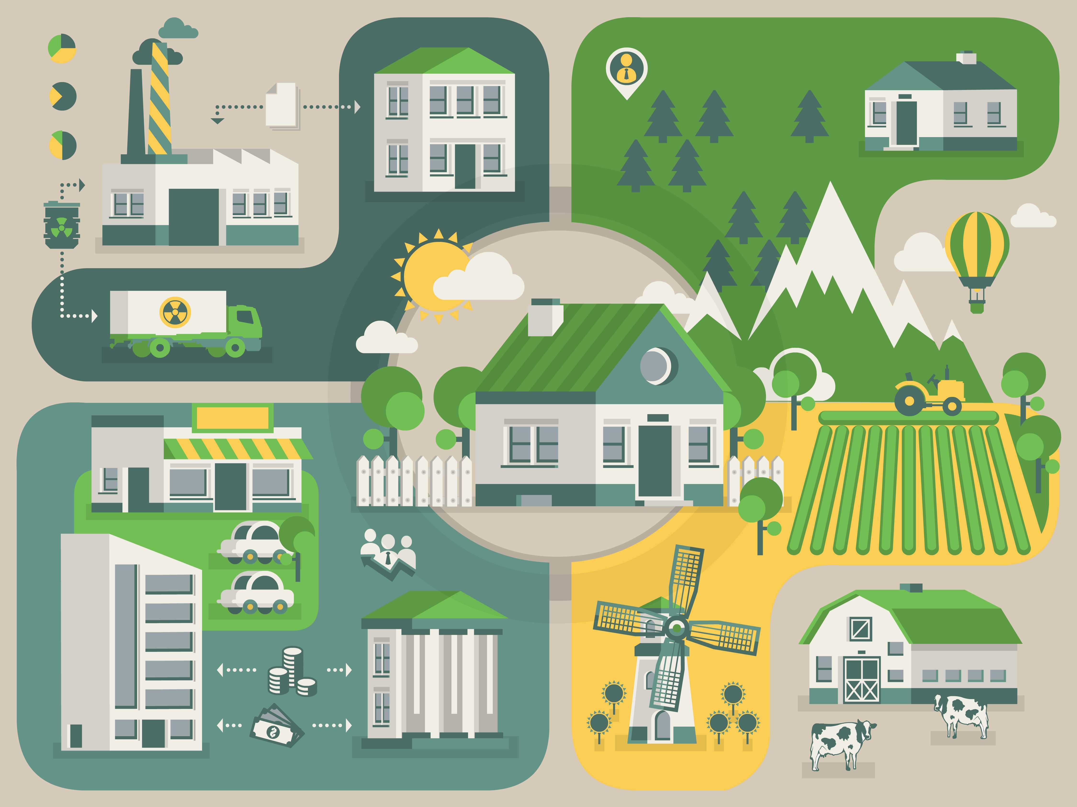 Tegning av ulike hustyper